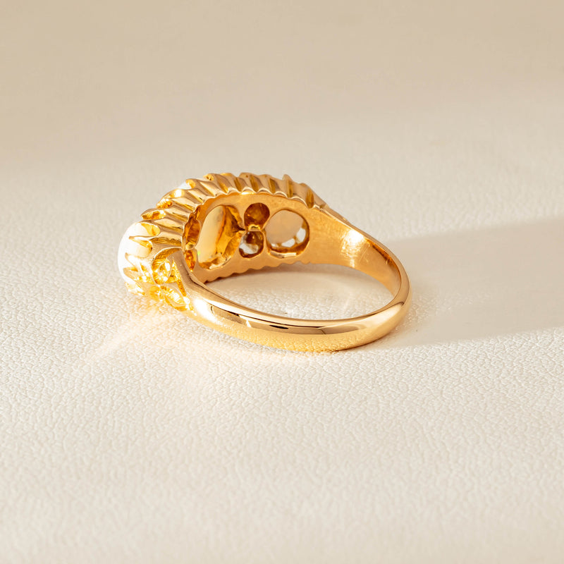 Vintage 18ct Yellow Gold Opal & Diamond Ring - Ring - Walker & Hall