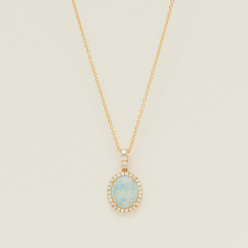 18ct Yellow Gold 1.40ct Opal & Diamond Nina Pendant - Necklace - Walker & Hall