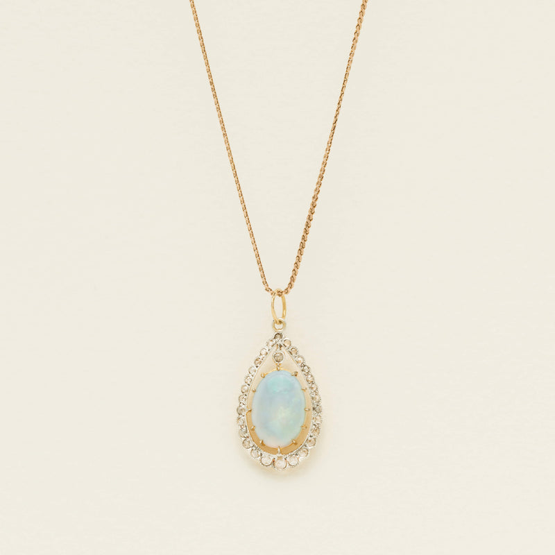 Deja Vu Gilded Silver Opal and Diamond Pendant - Necklace - Walker & Hall