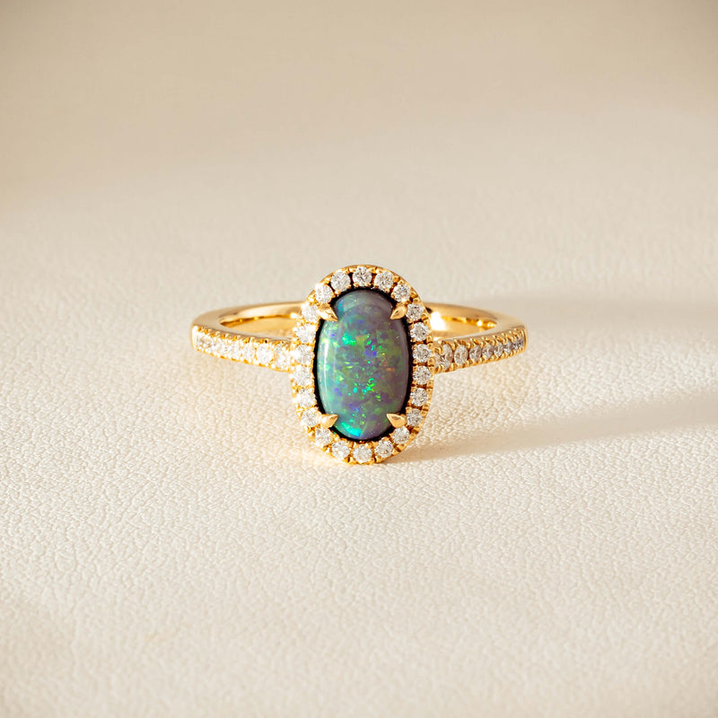 18ct Yellow Gold 1.25ct Opal & Diamond Sierra Ring - Ring - Walker & Hall