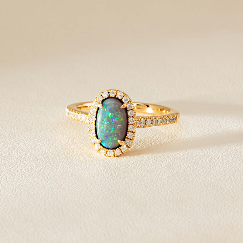 18ct Yellow Gold 1.25ct Opal & Diamond Sierra Ring - Ring - Walker & Hall