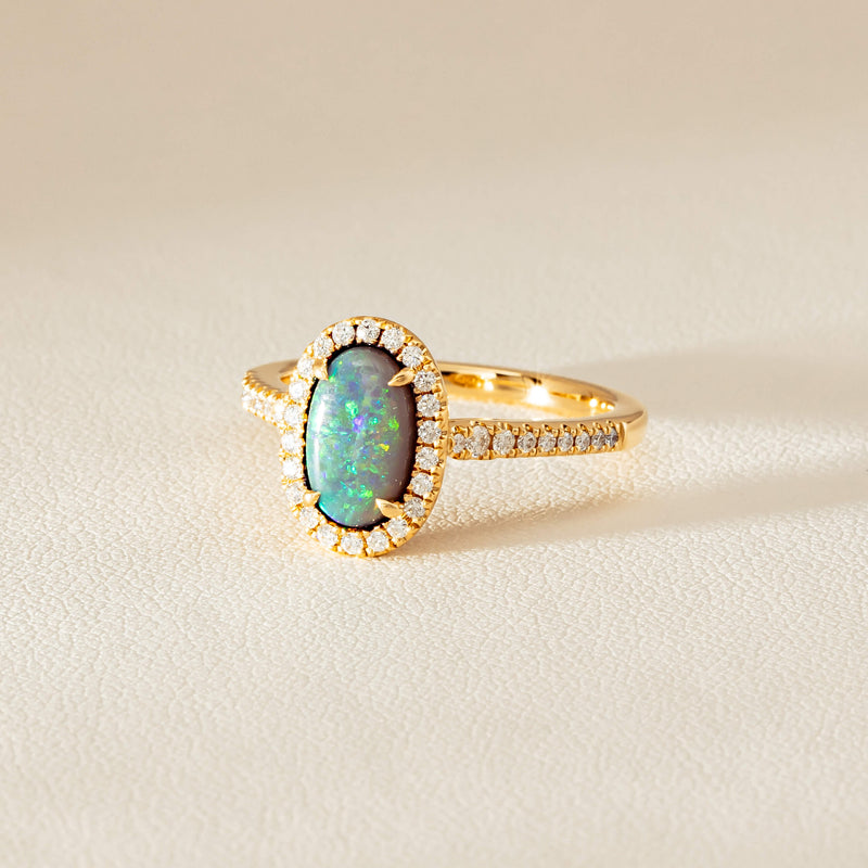 18ct Yellow Gold 1.25ct Opal & Diamond Sierra Ring - Ring - Walker & Hall