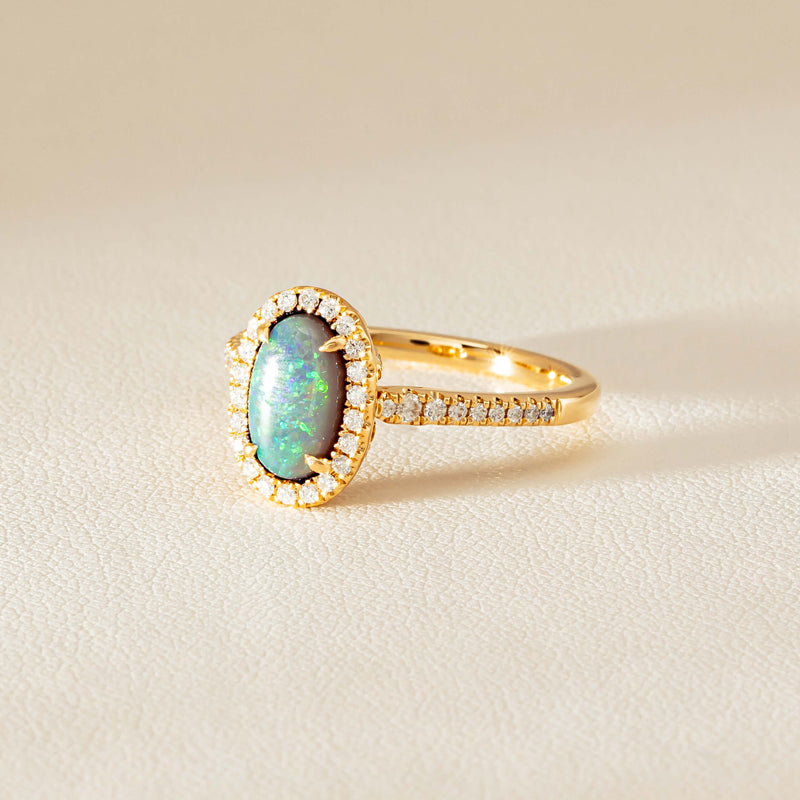 18ct Yellow Gold 1.25ct Opal & Diamond Sierra Ring - Ring - Walker & Hall