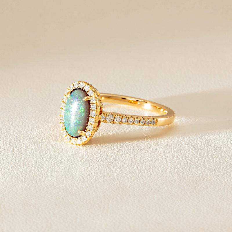 18ct Yellow Gold 1.25ct Opal & Diamond Sierra Ring - Ring - Walker & Hall