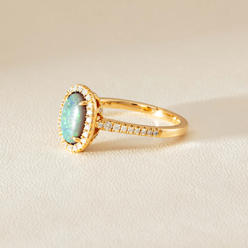 18ct Yellow Gold 1.25ct Opal & Diamond Sierra Ring - Ring - Walker & Hall