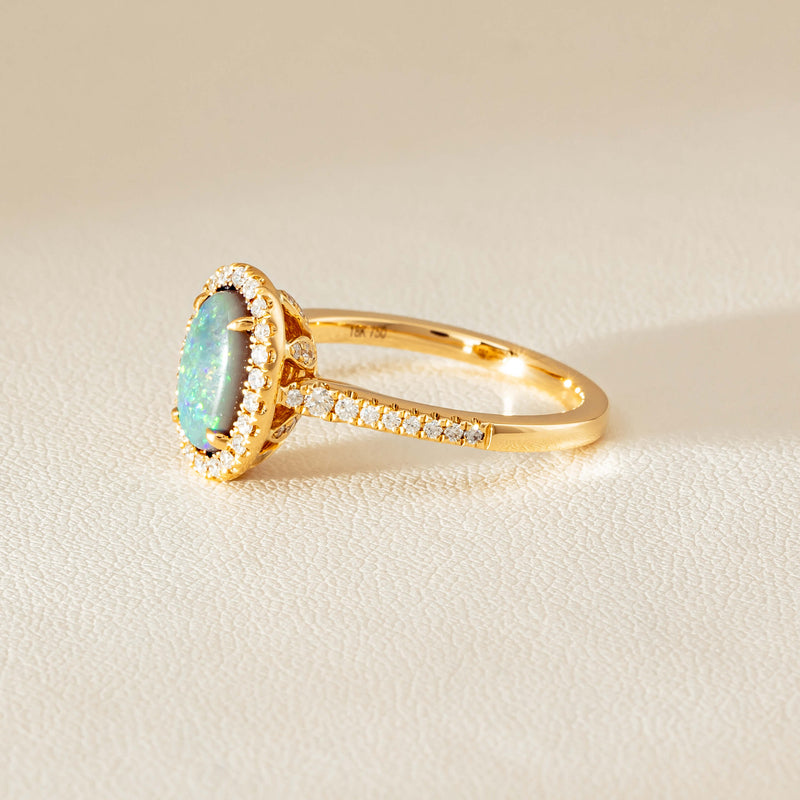 18ct Yellow Gold 1.25ct Opal & Diamond Sierra Ring - Ring - Walker & Hall