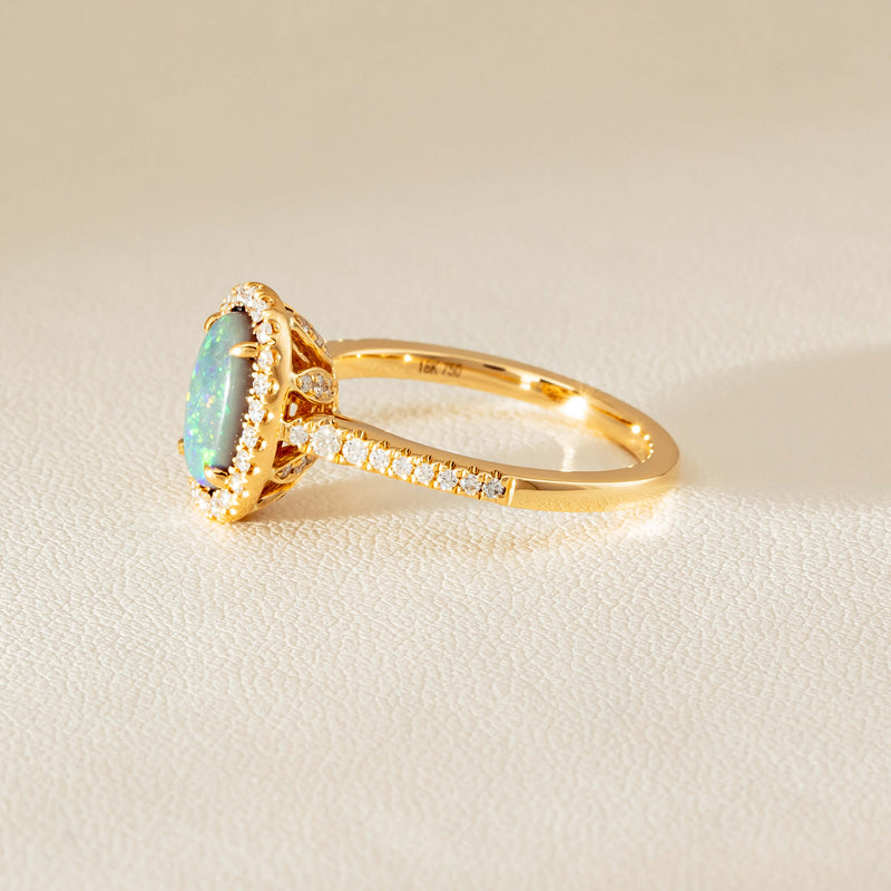 18ct Yellow Gold 1.25ct Opal & Diamond Sierra Ring - Ring - Walker & Hall