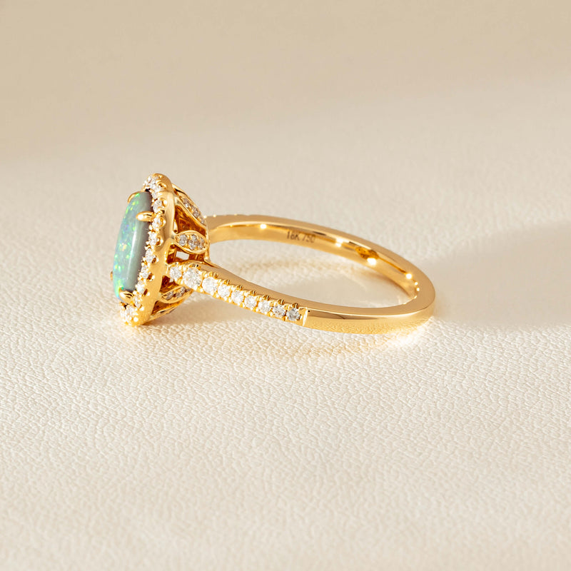 18ct Yellow Gold 1.25ct Opal & Diamond Sierra Ring - Ring - Walker & Hall