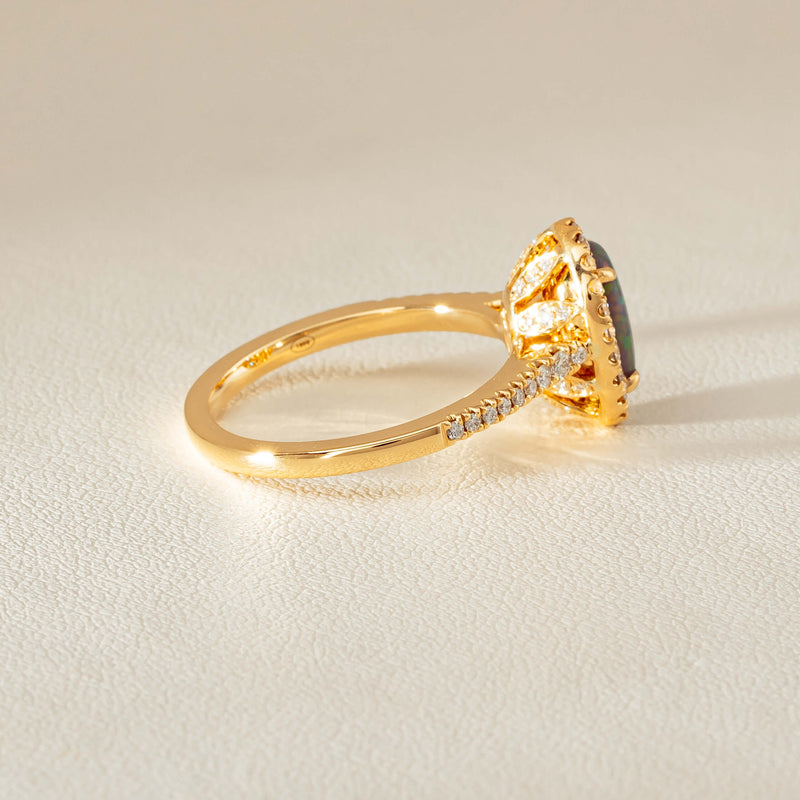18ct Yellow Gold 1.25ct Opal & Diamond Sierra Ring - Ring - Walker & Hall