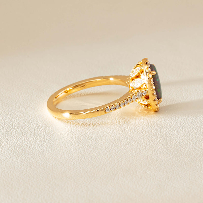 18ct Yellow Gold 1.25ct Opal & Diamond Sierra Ring - Ring - Walker & Hall
