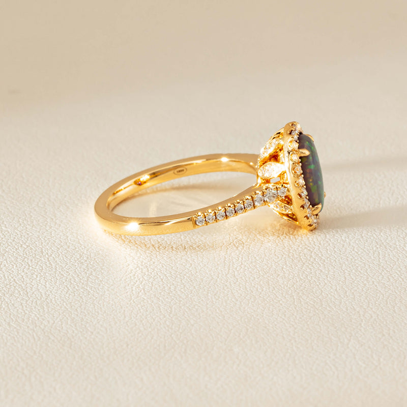 18ct Yellow Gold 1.25ct Opal & Diamond Sierra Ring - Ring - Walker & Hall