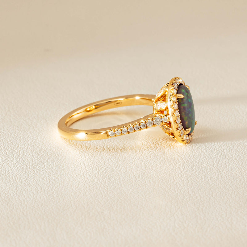 18ct Yellow Gold 1.25ct Opal & Diamond Sierra Ring - Ring - Walker & Hall