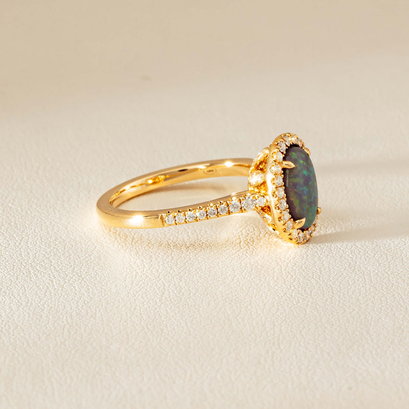 18ct Yellow Gold 1.25ct Opal & Diamond Sierra Ring - Ring - Walker & Hall