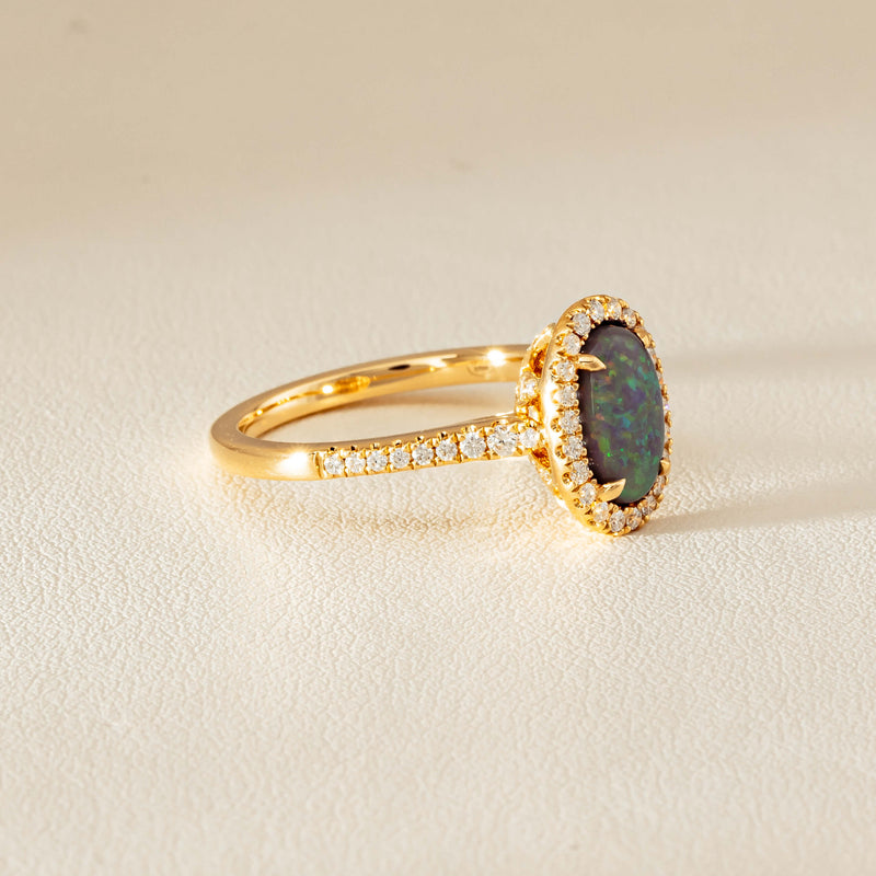 18ct Yellow Gold 1.25ct Opal & Diamond Sierra Ring - Ring - Walker & Hall
