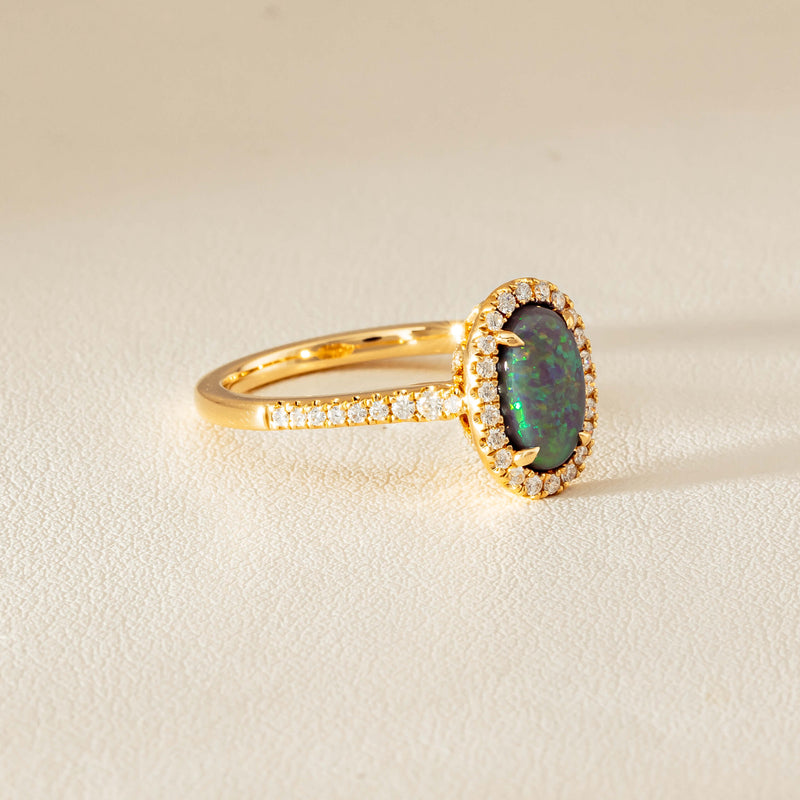 18ct Yellow Gold 1.25ct Opal & Diamond Sierra Ring - Ring - Walker & Hall
