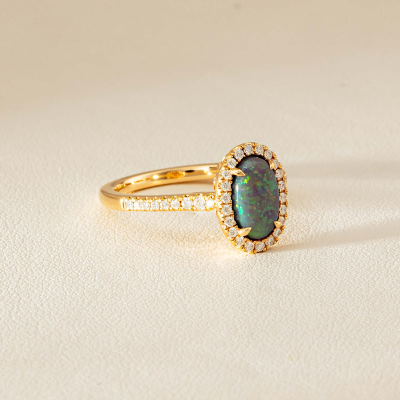 18ct Yellow Gold 1.25ct Opal & Diamond Sierra Ring - Ring - Walker & Hall