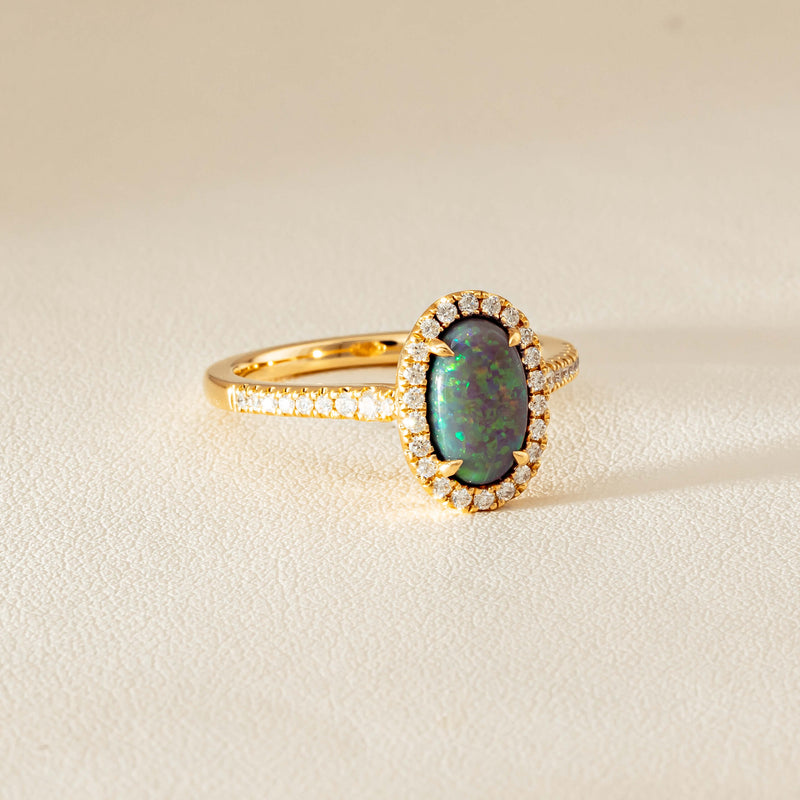 18ct Yellow Gold 1.25ct Opal & Diamond Sierra Ring - Ring - Walker & Hall