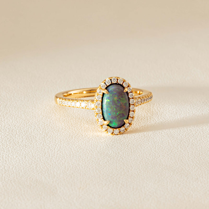 18ct Yellow Gold 1.25ct Opal & Diamond Sierra Ring - Ring - Walker & Hall