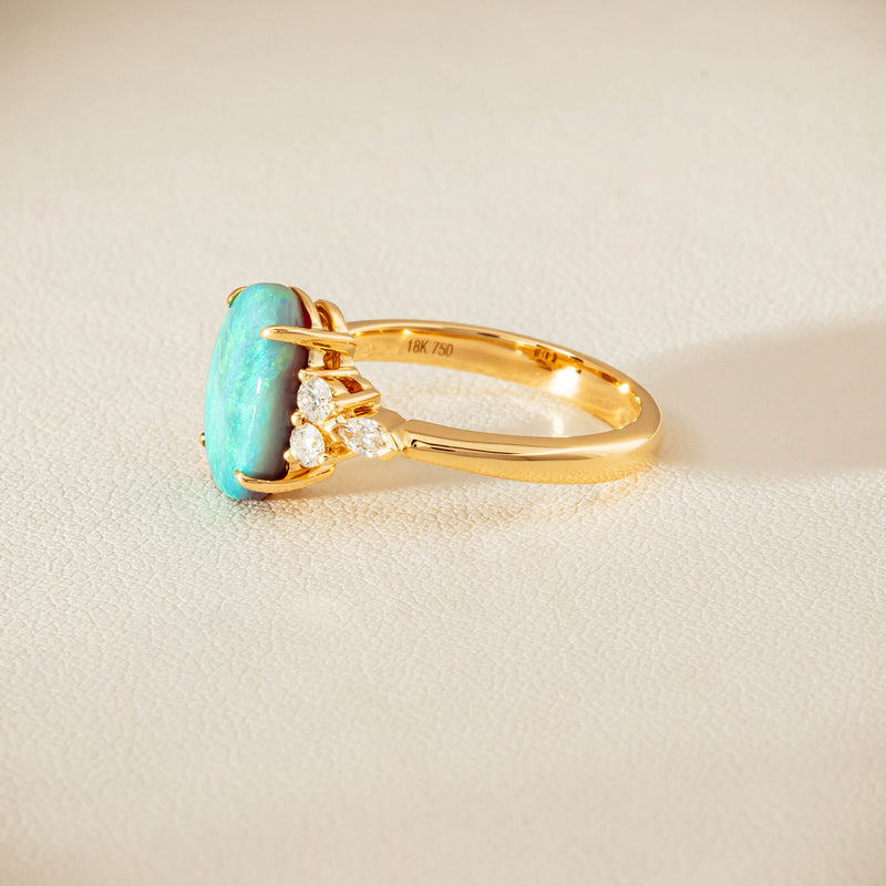 18ct Yellow Gold 2.30ct Opal & Diamond Oriana Ring