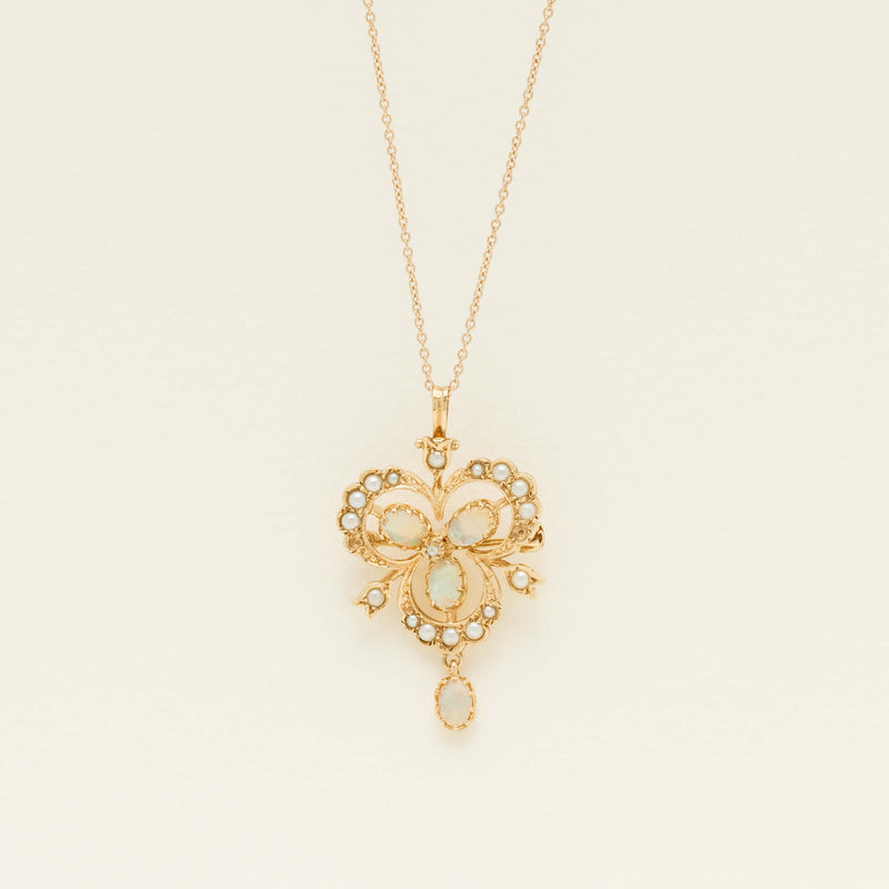 Deja Vu 9ct Yellow Gold Opal & Seed Pearl Pendant - Necklace - Walker & Hall