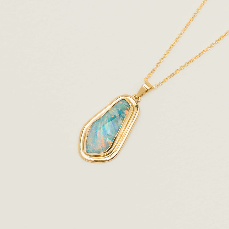 Deja Vu 18ct Yellow Gold Asymmetrical Opal Pendant - Necklace - Walker & Hall