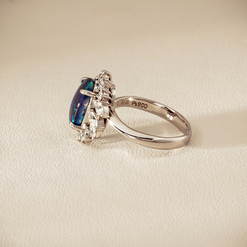 Deja Vu Platinum 1.68ct Opal & Diamond Halo Ring