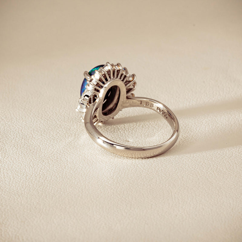 Deja Vu Platinum 1.68ct Opal & Diamond Halo Ring