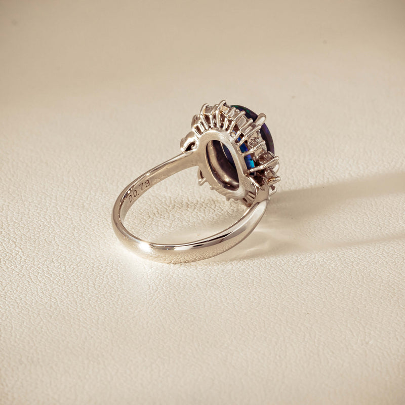 Deja Vu Platinum 1.68ct Opal & Diamond Halo Ring