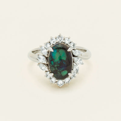 Deja Vu Platinum 1.68ct Opal & Diamond Halo Ring