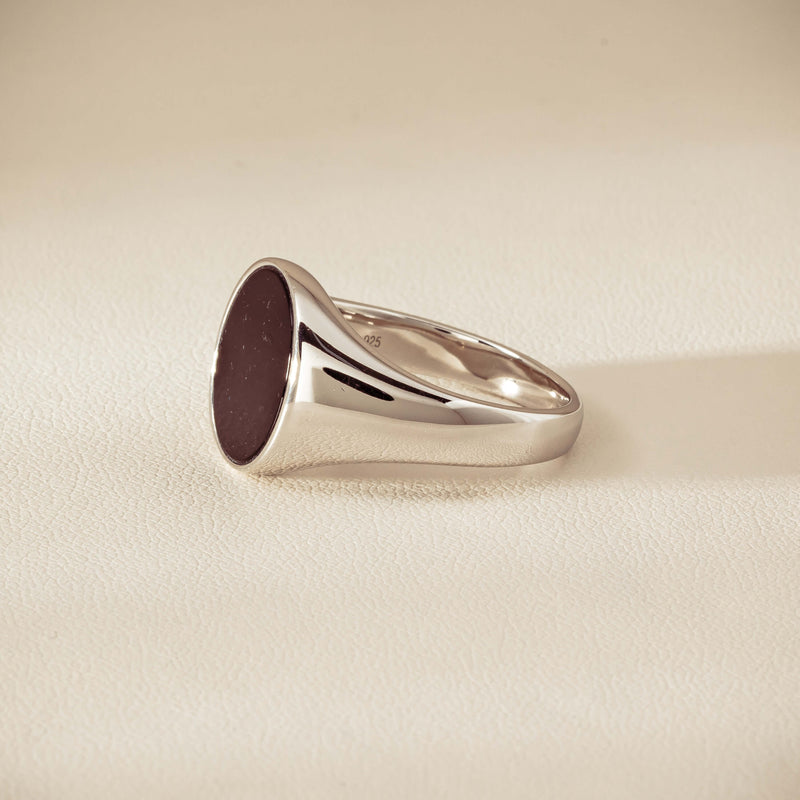 Sterling Silver Oval Onyx Signet Ring - Ring - Walker & Hall