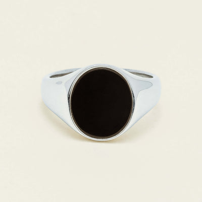 Sterling Silver Oval Onyx Signet Ring - Ring - Walker & Hall