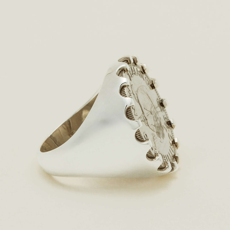 Sterling Silver Warrior Ring With NZ Shilling - Ring - Walker & Hall