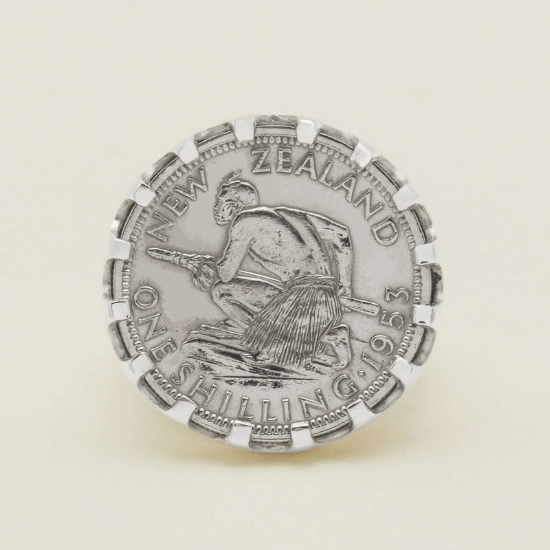 Sterling Silver Warrior Ring With NZ Shilling - Ring - Walker & Hall
