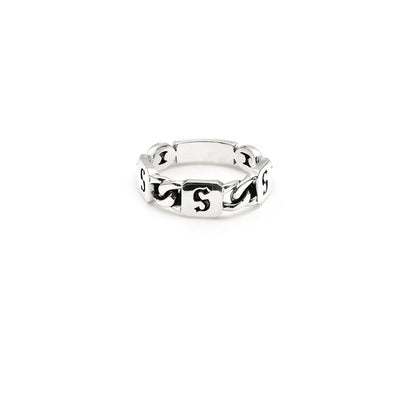 Stolen Girlfriends Club Multi S-Logo Tag Ring - Sterling Silver-Ring-Walker & Hall