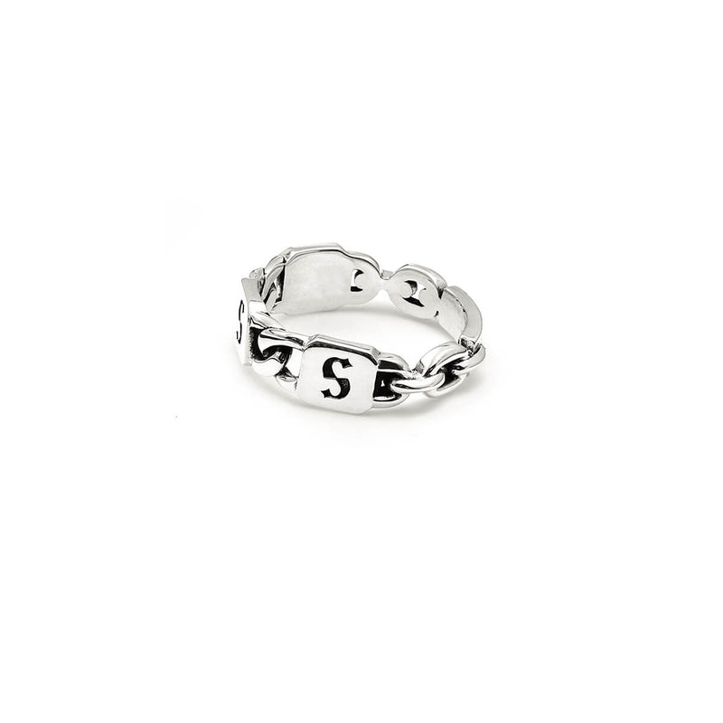 Stolen Girlfriends Club Multi S-Logo Tag Ring - Sterling Silver-Ring-Walker & Hall