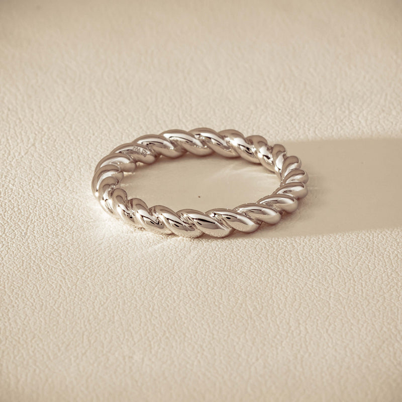 Sterling Silver Twine Stacking Band - Ring - Walker & Hall