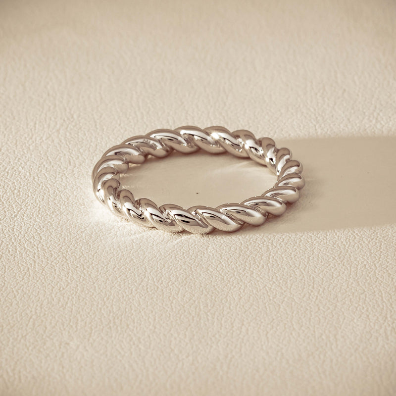 Sterling Silver Twine Stacking Band - Ring - Walker & Hall