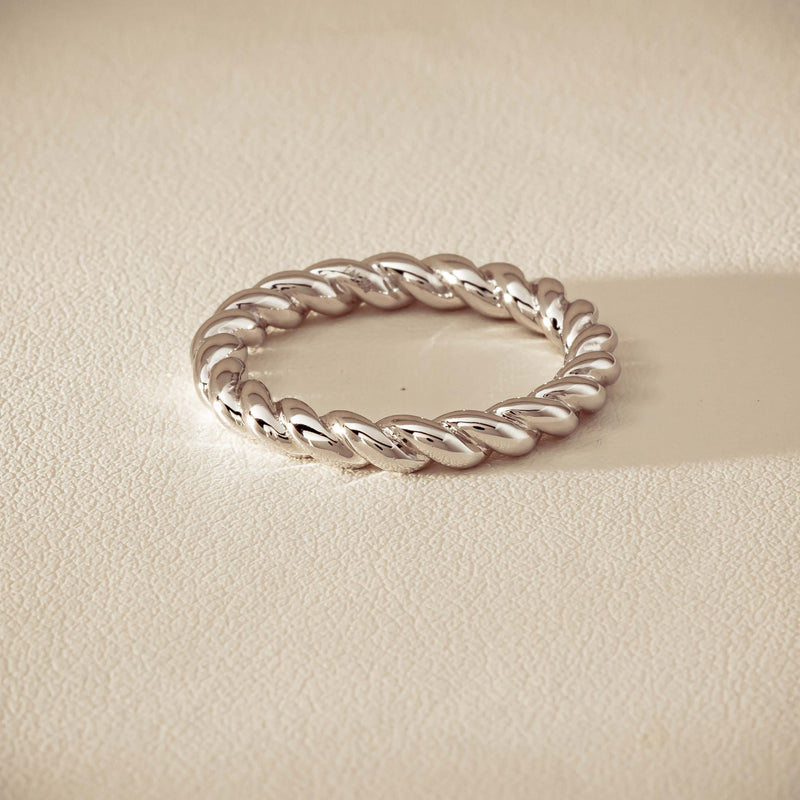 Sterling Silver Twine Stacking Band - Ring - Walker & Hall
