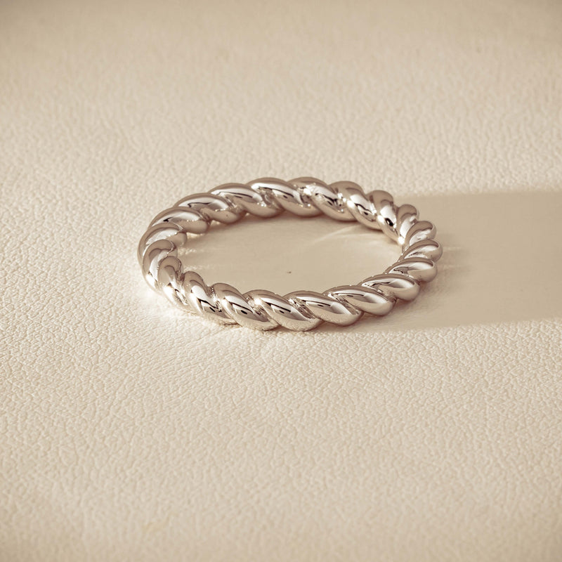 Sterling Silver Twine Stacking Band - Ring - Walker & Hall