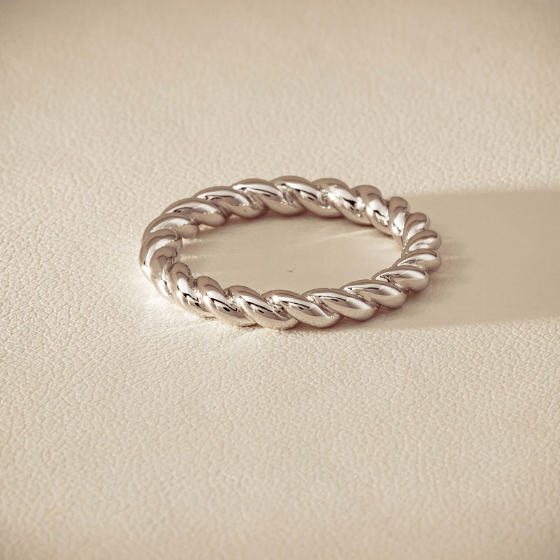 Sterling Silver Twine Stacking Band - Ring - Walker & Hall