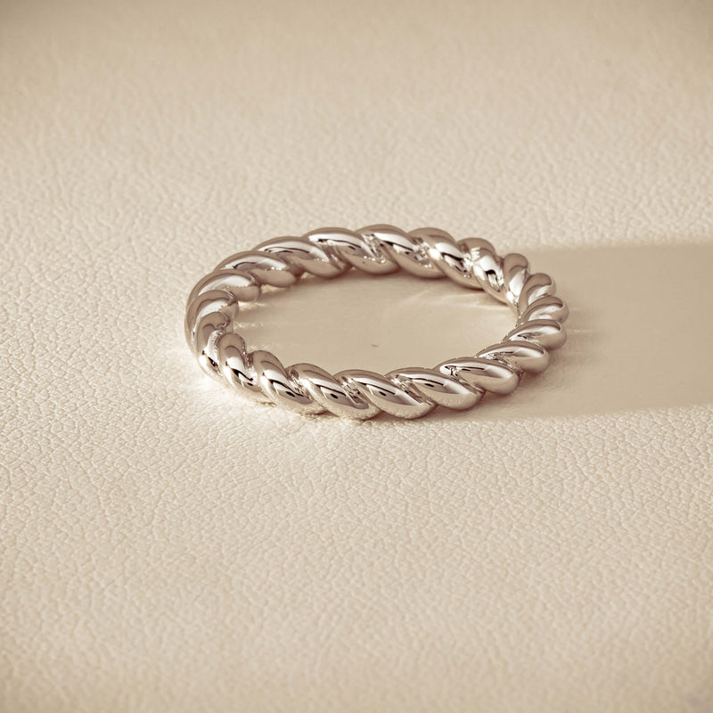 Sterling Silver Twine Stacking Band - Ring - Walker & Hall