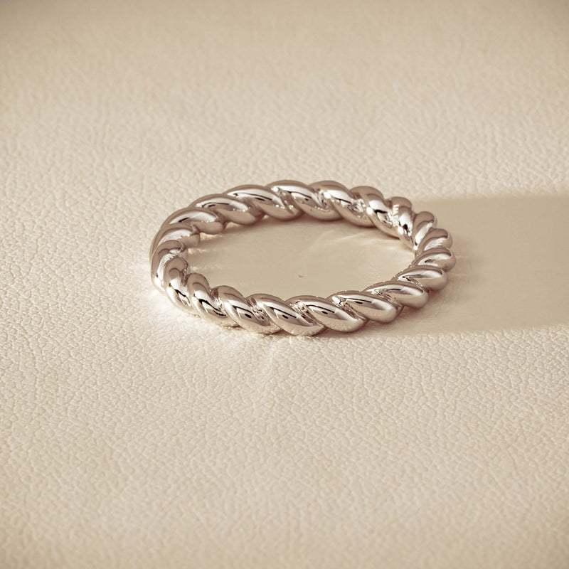 Sterling Silver Twine Stacking Band - Ring - Walker & Hall