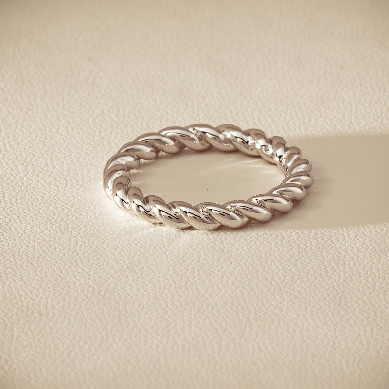 Sterling Silver Twine Stacking Band - Ring - Walker & Hall