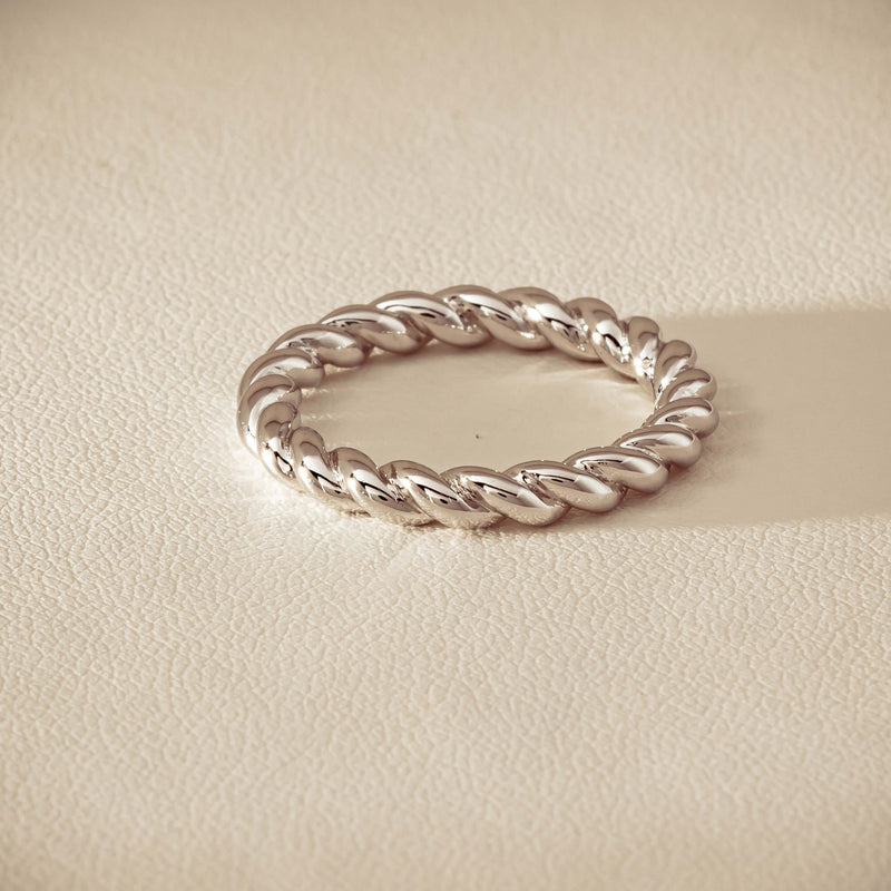 Sterling Silver Twine Stacking Band - Ring - Walker & Hall