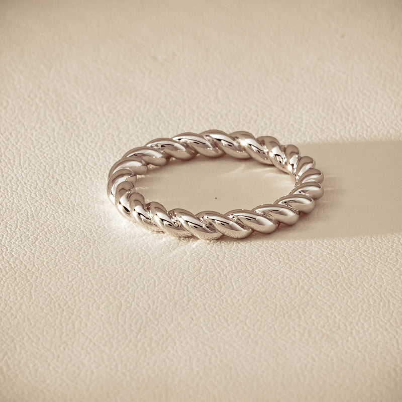 Sterling Silver Twine Stacking Band - Ring - Walker & Hall