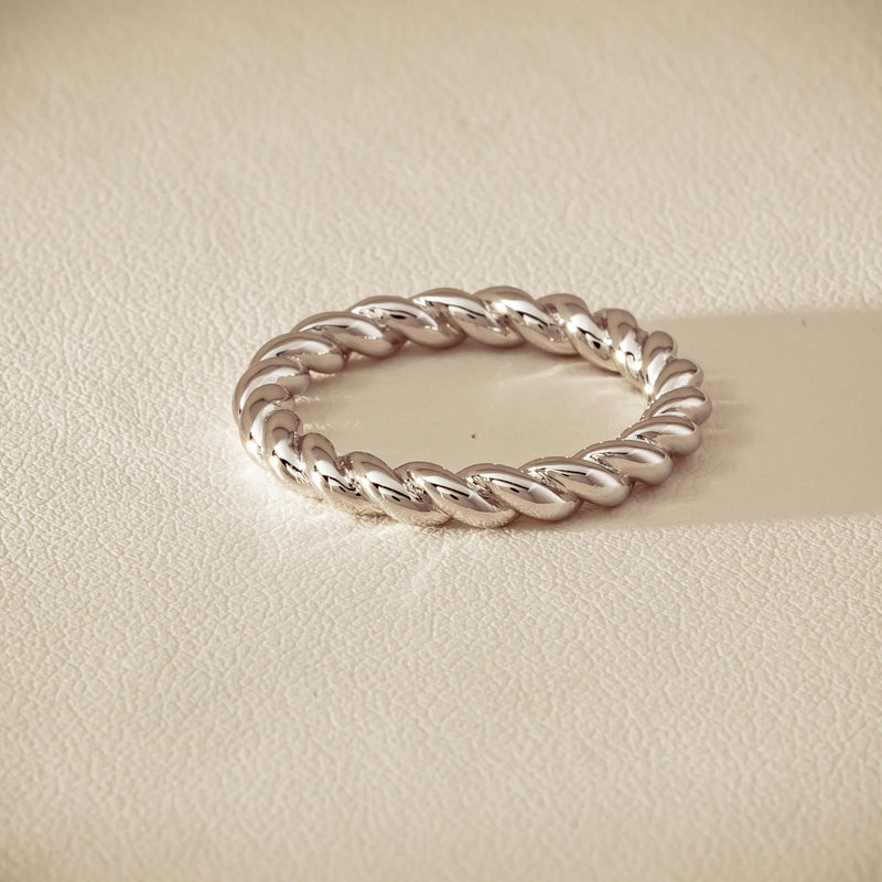 Sterling Silver Twine Stacking Band - Ring - Walker & Hall