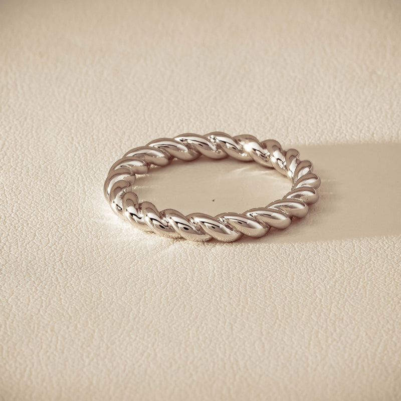 Sterling Silver Twine Stacking Band - Ring - Walker & Hall