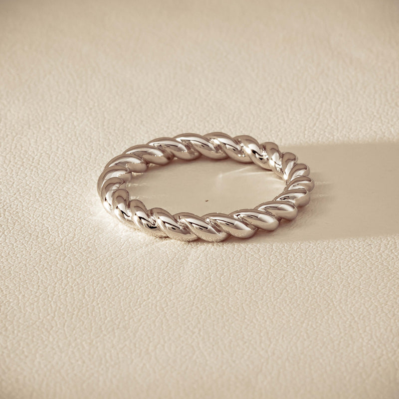 Sterling Silver Twine Stacking Band - Ring - Walker & Hall