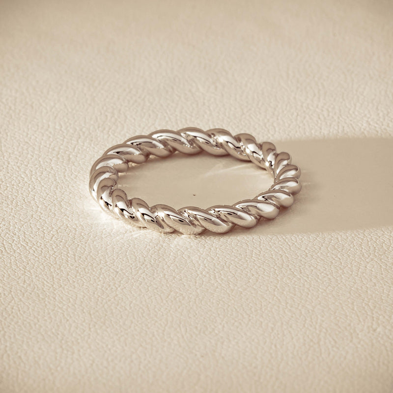 Sterling Silver Twine Stacking Band - Ring - Walker & Hall