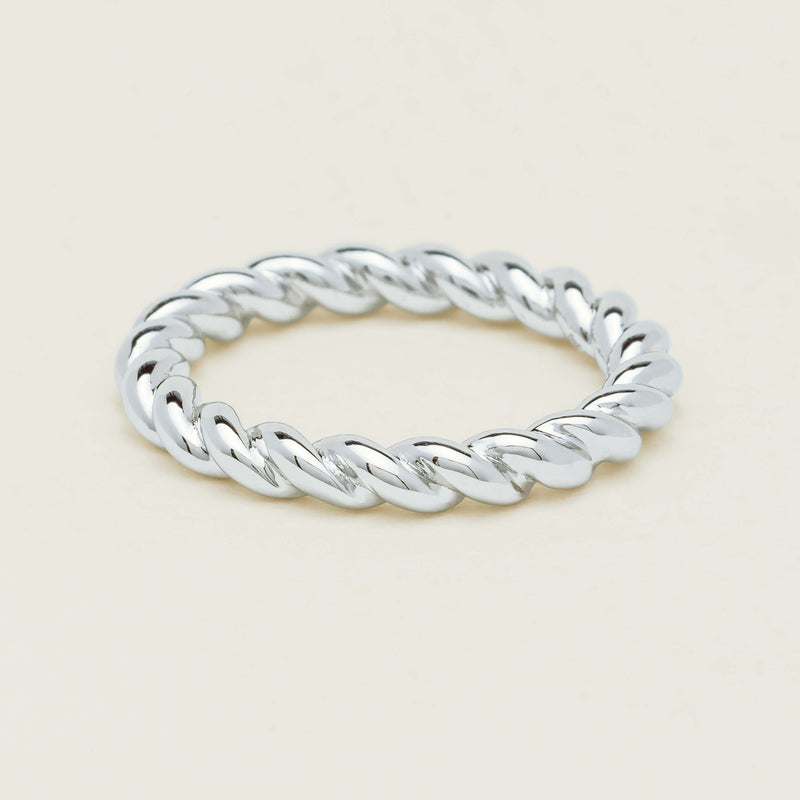 Sterling Silver Twine Stacking Band - Ring - Walker & Hall